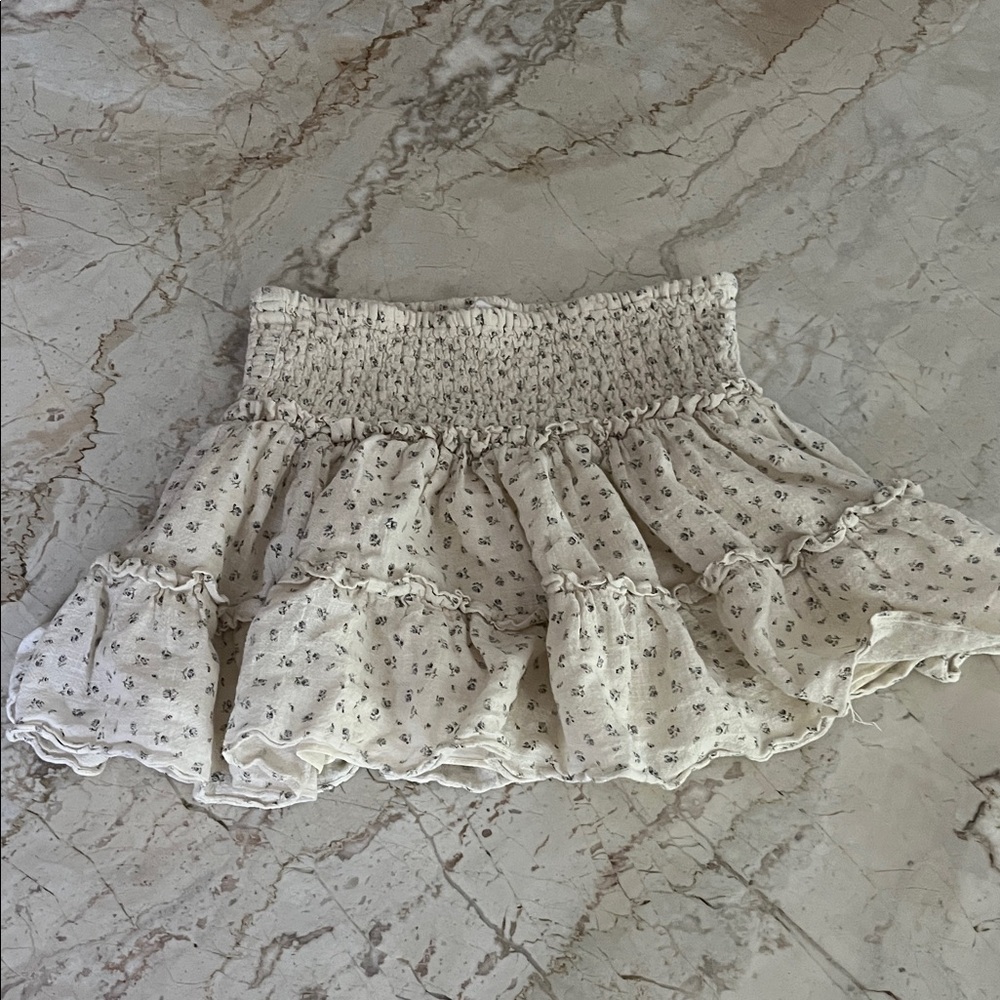 Olivaceous Cream Floral Mini Skirt